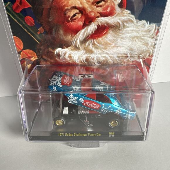 M2 Machines Coca-Cola Christmas Blue 1971 Dodge Challenger Funny Car SK08 23-23 - Picture 3 of 9